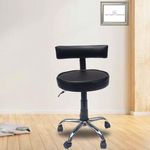 NEWTURN Ketto Pre-Assembled with Heavy Duty Metal Stand Rolling Compact Chair Lift Swivel Stools with Fixed Rest for Home Office Beauty Salons Shops Bar Chairs (Black) with 2 Years Warranty (Black)