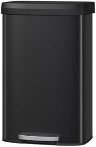 Garvee 21 Gallon / 80 Liter Metal Trash Can with Lid, Large Garbage Can for Kitchen, Rustproof Step-on Kitchen Metal Trash Bin with Liner Rim, Rear Handle, Soft Close Plastic Lid, Black
