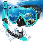 Snorkel Set Adults, Scuba Snorkelling Packages with Anti-Fog Panoramic View Swimming Goggles,Dry Snorkel Set Suitable for Snorkeling Diving Swimming (Green)
