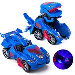 Dinosaur Transforming Car Electric Dinosaur Toys Automatic Transforming Dinosaur Car with Flashing Lights and Sound for 3-7 Years Old Boys Girls Educational Toy Birthday Xmas Gifts for Kids