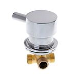 G 1/2 Inch Hot & Cold Water Brass Mixing Valve Thermostatic Mixer Two in & One Out Faucet for Shower Room, Ceramic Cartridge