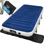 SereneLife EZ Air Mattress with Frame & Rolling Case, Foldable Self-Inflating Air Bed with Built in Pump, Twin, Blue/White