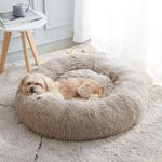 Calming Dog Bed & Cat Bed, Anti-Anxiety Donut Dog Cuddler Bed, Warming Cozy Soft Dog Round Bed, Fluffy Faux Fur Plush Dog Cat Cushion bed for Small Medium Dogs and Cats (20"/24"/27"/30")