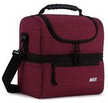 MIER Insulated Lunch Box Insulated Cool Tote Bag Lunch Kit for Men, Women, Double Deck Cooler (Dark Red, L)