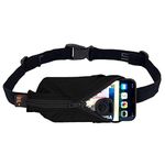 SPIbelt Running Belt, No-Bounce Waist Pack for Runners, iPhone 6 7 8-Plus X, Made in USA for Men and Women, Workout Fanny Pack, Adjustable One Size, Expandable Pouch, Large Pocket, Fits Large Phones (Black with Black Zipper, 25" through 47")