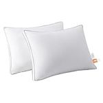 ZUBISU Goose Down Pillow for Side Sleepers, 500 Fill Power Down Luxury Pillows with 100% Cotton Cover (King (Pack of 2), White)