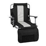 Stansport Folding Stadium Seat W/Arms, Black/Silver Stripe