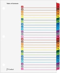 Cardinal OneStep Index System, 26-Tab, A-Z, Multi-Color, 1 Set (60218)