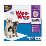 Four Paws Wee-Wee Super Absorbent 24-Inch X 24-Inch Pads, 75 Count, White (100517147)