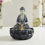 Home Centre Alpine Polyresin Buddha and Lotus Water Fountain - 20x20x25cm