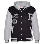 A2Z 4 Kids Unisex B.B Hooded R Fashion FOX Jacket Varsity Baseball Style - B.B Jacket Black & Grey 13