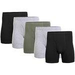 Gildan Men's Underwear Covered Waistband Boxer Briefs, Multipack, Black/Sport Grey Heather/Military Green (5-Pack), Large (Pack of 5)