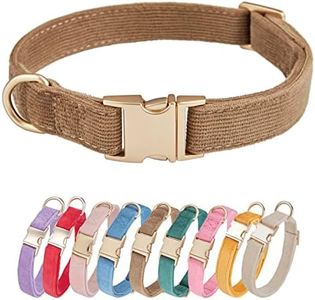 Petiry Soft Dog Collar with Safety Metal Buckle Adjustable Durable Comfort Velvet Corduroy Dog Collars for Large Dogs,Brown,Neck 40-66cm