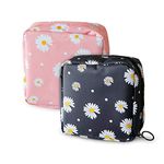 Sanitary Napkin Storage Bag Pack of 2,Flower Sanitary Pad Storage Bag for Women,Ladies 5.1x5.1 inch Period Bags for Teen Girls for School,Office Storage Sanitary Products(Pink and Black), Pink/Black,