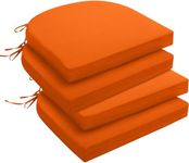 KLODOR UNIVERSAL TEXTURED SOLID SEAT CUSHION for CHAIR, WATERPROOF, INDOOR and OUTDOOR, COMFORTABLEP PATIO FOAM CUSHIONS (D- Shaped, Orange, 4)