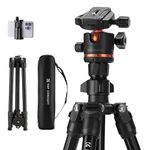 Camera Tripod, K&F Concept 70"/178cm Compact Tripod with Mobile Phone Holder, 36mm Low Profile Ball Head, Lightweight Travel Tripod Compatible with Dslr Camera, Phone, Load Capacity 8kg/17.6lbs