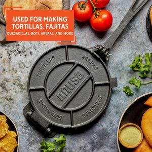 IMUSA 8-Inch Cast Iron Tortilla Press – Homemade Flatbread Maker