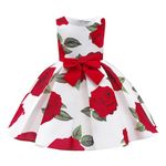 Ecojoy Girls' Special Occasion Dresses Ball Gown Bow Birthday Party Elegant Evening Fashion Princess Prom 3-10 Years White Rose