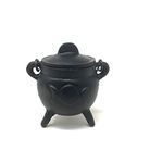 Essencio Shop Cauldron with lid | Made of Cast Iron| Fire Proof Burning Bowl | 3.5 inch Width | Incense Burner | Charcoal Burner | Spell Cauldron