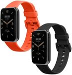 kwmobile Straps Compatible with Xiaomi Mi Band 7 Pro Straps - 2X Replacement Silicone Watch Bands - Black/Orange