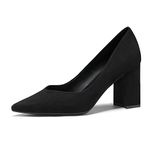 DREAM PAIRS Women’s Court Shoes High Chunky Closed Toe Block Heels Pointed Toe Wedding Party Elegant Slip On Pumps Shoes SDPU2229W,Black Size 8 US/ 6 UK
