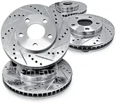 R1 Concepts Front and Rear Brake Rotors For 2011-2020 Hyundai Elantra, 2018-2022 Hyundai Kona, 2012-2017 Hyundai Veloster| Drilled Slotted Disc Brake Rotors| Brakes and Rotors Brakes and Rotors