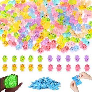 ShtNeeg 220 PCS Luminous Mini Resin Turtles, Glow in the Dark Tiny Figures, Resin Animals Variety Pack for Classroom, Fairy Garden, Aquarium Decor, Dollhouse & DIY Craft Decor