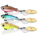 Truscend Fishing Spinners with Unique Double Spoons, Nano-Plated Rooster Tail Fishing Lures with Copper Body & Blade, Great Action Blade Bait for Bass Trout Walleye, Freshwater Ice Fishing Jigs