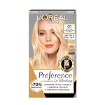 L'Oreal Paris Preference Hair Dye, Long Lasting, Luminous Permanent Hair Colour, 01 Prague very very light natural blonde