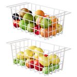 DPZM 16.5'' 2Pcs Fridge Organizers and Storage with Handles for Chest Freezer Sort Frozen Foods,Wire Basket,Storage Basket,Onion and Potato Storage Basket for Fruit and Vegetable Storage,White