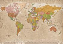 Close Up World map XXL Poster Vintage 2018- MAPS IN MINUTES® (140 cm x 100 cm)
