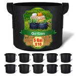 Gardzen 10-Pack 5 Gallon Grow Bags, Aeration Fabric Pots With Handles