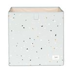 3 Sprouts Recycled Fabric Storage Cube - Foldable Cube Storage Bin for Organizing Shelves, Perfect for Kallax Units, 13 inch Kids Cubby Storage Bins, Cube de Rangement - Terrazzo Green