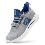 FitVille Mens Wide Running Shoes for Men Workout Walking Shoes Athletic Sneakers with Arch Support for Plantar Fasciitis (Gray & Blue, 10.5 Wide)