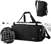 Hauzbara Lacrosse Equipment Bag, Large Lacrosse Bag Holds 2 Sticks and Shoes, Sport Bag for Lacrosse Equipment, Black