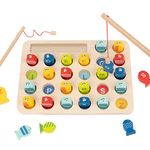 TOOKYLAND Wooden Magnetic Fishing Game Toys, Alphabet Sorting Color Puzzle Fine Motor Skill Toy, Alphabet Fish Catching Montessori Learning Educational Toys for Toddler Age 3+'