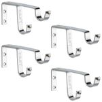 Arena Chrome Designer Window Curtain Bracket Heavy Duty Double Curtain Rod Holder for Doors and Windows Accessories (CB242) (Pack of 4)