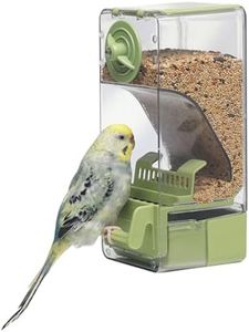 Automatic Bird Feeder, No Mess Bird Cage Feeder with Perch for Parakeet Canary Cockatiel Finch (Green)