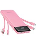 Charmast Portable Charger with Built in Cables, Power Bank with Cords Wires, Slim 10000mAh Travel Battery Pack 6 Outputs 3 Inputs 3A Fast Charging for Samsung Google Pixel LG Moto iPhone iPad