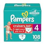 Diapers Size 4, 108 Count - Pampers Pull On Cruisers 360° Fit Disposable Baby Diapers with Stretchy Waistband