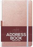 Skyline Address Book – Telephone Contact Book with Password Log & Important Dates Calendar – Phone Number Book for Women & Men – A5 Size, 8.3x5.8″, Hardcover (Rose Gold)