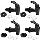 4 Pcs Universal Water Dispenser Tap Replacement,Spigot for Beverage Dispenser,Black Plastic Push Type Dispenser Faucets,Beer Tap Handle,Suitable for Glass Wine Bottles and Beverage Machines