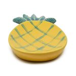 The Himalayan Goods Company Stoneware Ceramic Pineapple Ladle Spoon Rest Stand or Small Snacks Serving Tray (7.5 x 4.5 inches) (Yellow)