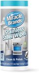 MiracleWipes for Stainless Steel, Cleaner Wipes for Kitchen and Home Appliances, Including Oven, Refrigerator, Dishwasher, Microwave, Sink, Hood, and Grill, Removes Fingerprints and Smudges, Includes Microfiber Towel - 30 Count