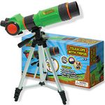 Nature Bound Telescope for Kids and Beginners, 16X Magnification and 15mm Lens for Indoor and Outdoor Use - Adjustable Tripod Included - for Kids Ages 6+, Green (NB538)