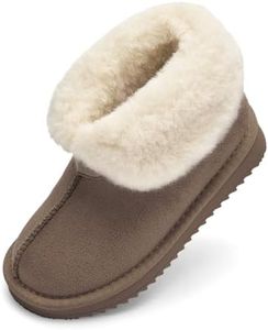 Balabala Girls Snow Boots Kids Faux Fur Suede Mini Short Boots Cozy Winter Boots Warm Shearling Slippers for Casual Home