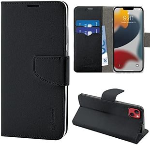 N NEWTOP Cover Compatibile con Apple iPhone 13 e 14, HQ Lateral Custodia Libro Flip Chiusura Magnetica Portafoglio Simil Pelle Stand (Nero)