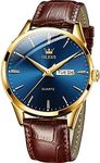 OLEVS Blue Men Leather Watch,Mens W