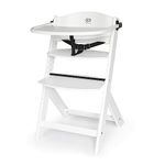 Kinderkraft Wooden Highchair 3 in 1 ENOCK, Multifunctional Baby Chair, Ajustable Heigh and Footrest, Safety Harness, with Detachable Tray, for Children up to 10 Years, White