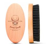 Menesia Boar Bristle Hair Beard Brush for Men, Small Soft Beard Brush, Pocket Travel Men's Wooden Mustache Brush (Skull)